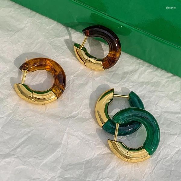 Pendientes colgantes Diseñador Marca de moda Verde Acrílico Marrón Oro Redondo para mujeres Alta calidad Famosa Joyería de lujo Fiesta Pasarela Tendencia