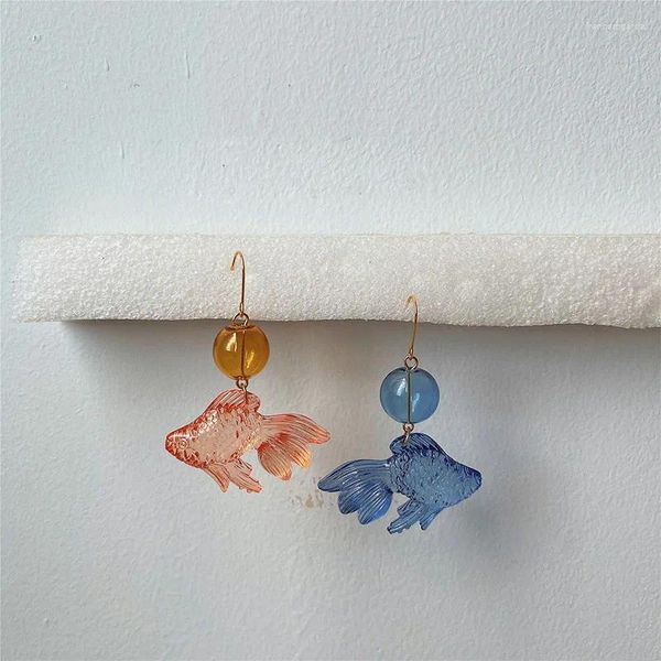 Pendientes colgantes Diseñador Goldfish Sweet Resin Fish Drop for Women 2024 Summer Earings Jewelry