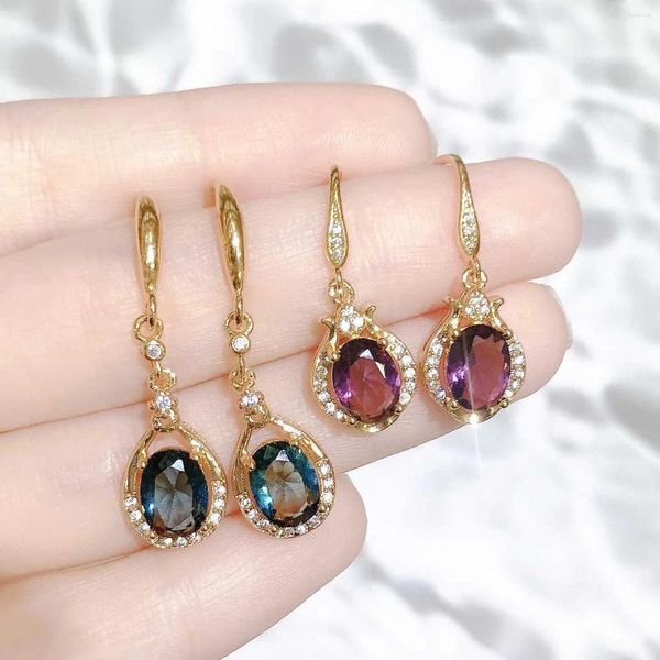 Boucles d'oreilles pendantes DIWENFU 14K Gold Color Sapphire Jewelry Earring For Women CN (Origine) 14 K Jaune Aros Mujer Oreja Gemstone Orecchini Girls