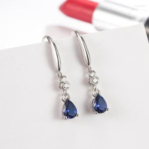 Dangle Oorbellen DIWENFU Echt 925 Sterling Zilver Blue Sapphire Drop Voor Vrouwen Aretes De Plata Ley Mujer Orecchini Sieraden