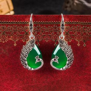 Dangle Oorbellen DIWENFU Solid 925 Zilver Sterling Emerald Drop Earring voor vrouwen Aros Mujer Oreja Groene Edelsteen Orecchini Meisjes