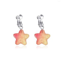 Boucles d'oreilles pendantes DoreenBeads mode multicolore étoile Clips d'oreille goutte pour femmes fête fille bijoux été en plein air cadeau 34X18mm