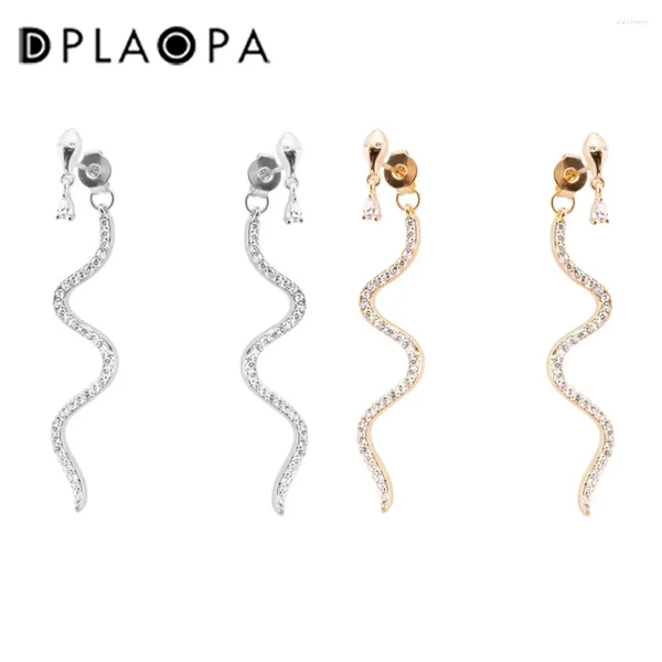 Boucles d'oreilles DPLAOPA en argent Sterling 925, or, serpent, longue chaîne, Clips, 2024 Zircon pavé, goutte, bijoux fins