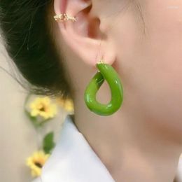 Boucles d'oreilles pendantes goutte à goutte glaçure cerceau vert irrégulier pour les femmes mode accrocheuse portant des accessoires assortis bijoux de fête cadeau d'anniversaire