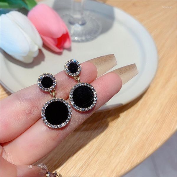 Pendientes colgantes que gotean aceite estrella negra cristal coreano geométrico redondo cuadrado colgante gota pendiente celebridad joyería de moda para mujer