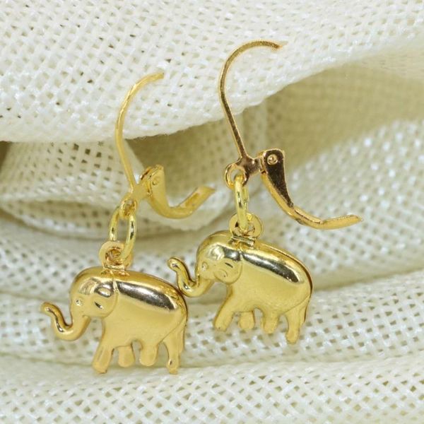 Pendientes colgantes gota 12 15mm elefante color dorado para novia mujeres afortunadas hermosas bodas regalos de fiesta joyería única B2659