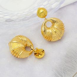 Boucles d'oreilles en peluche pour femmes grand style Africain Dubaï Dubaï Golden High Quality Copper Round Bride Jewelry Party