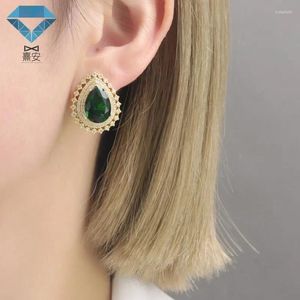 Boucles d'oreilles enveloppées en forme de drop émeraude bijoux de couleur or zircon de mode élégante de la mode
