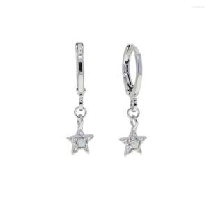 Dangle Oorbellen Drop Ship Mini Star Charm Hanger Met Kleine Hoop Earring Crystal Opal Stone Verhard Voor Lady Koreaans