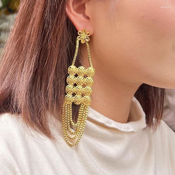 Boucles d'oreilles pendantes de dubaï pour filles et femmes, grande mode, pendentif à breloque arabe, bijoux cadeaux de fête de mariage