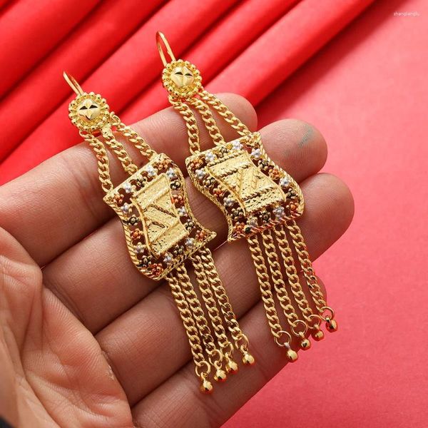 Boucles d'oreilles en peluche de Dubaï Color 24k pour femmes bijoux de mariage filles femmes femme nuptiale femme cadeaux français africain