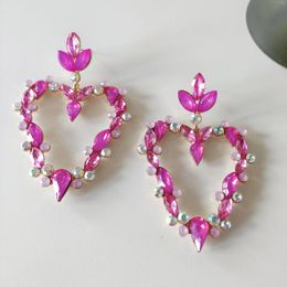 Boucles d'oreilles pendantes Dvacaman coeur en strass brillant pour femmes bijoux de luxe en cristal super mignon et amusant cadeaux de saint valentin mariage