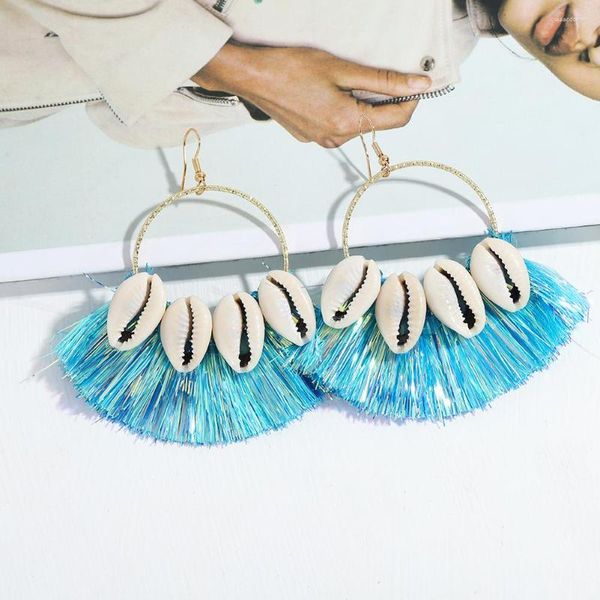 Pendientes colgantes DVACAMAN Diseño Macrame Tassel para mujeres Bohemia Shell Fleing Drop de joyas hechas a mano Holidación de verano