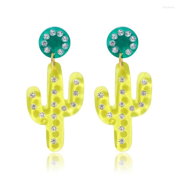 Pendientes colgantes Dvacaman planta Tropical Natural Cactus para mujer Linda gota de cristal joyería personalizada regalos al por mayor