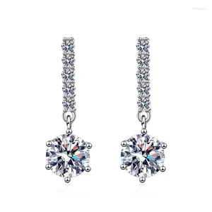 Boucles d'oreilles en peluche E048 LEFEI Fashion Trend Diamondset Classic Moisanite Tassel Route pour femmes 925 Bijoux de fête en argent sterling