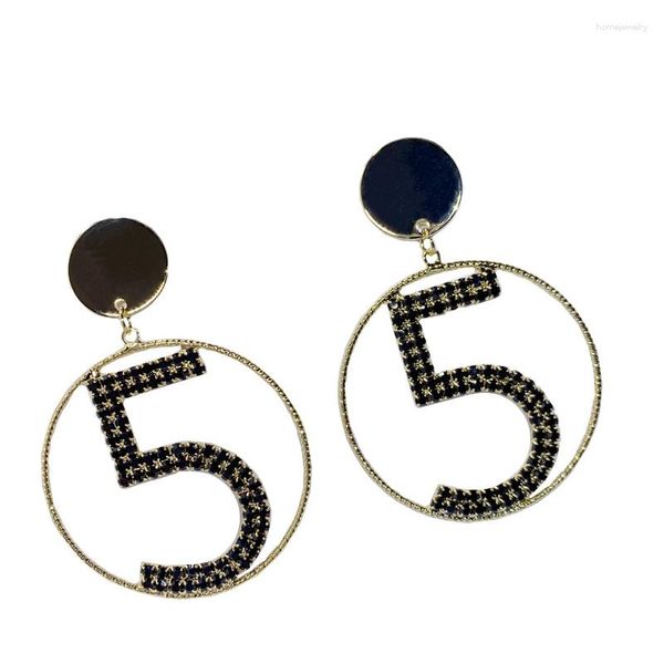 Pendientes colgantes E106 Circle Grandes Max Maxi Number 5 Long Brand Designer Luxury Jewelry Jewlery Mujer Brincos Declaración para mujeres