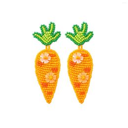 Boucles d'oreilles en peluche gouttes d'oreille à thème de Pâques en forme de carotte perle d'oreille orange pour les femmes