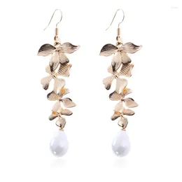 Boucles d'oreilles pendantes ECHSUN Bijoux Femme 2023 breloques Sieraden Long gland fleur perle grande pour les femmes cadeau Bijoux minimalistes