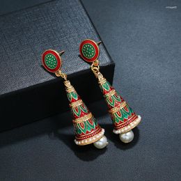 Boucles d’oreilles pendantes Egypte Moyen-Orient Inde Goutte Jhumka Fleur sculptée Perle Déclaration Boucle d’oreille Mariée Mariage Gypsy Afghan Iseral
