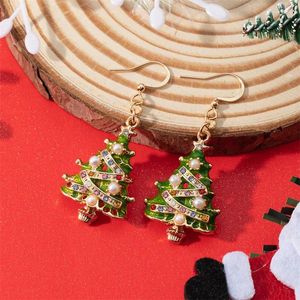 Boucles D'oreilles Pendantes Élégant Coloré Zircon Perle De Noël Femmes Boucle D'oreille Année Bijoux Mignon Arbre Étoiles Gland Oreille Crochet Filles Amitié Cadeaux