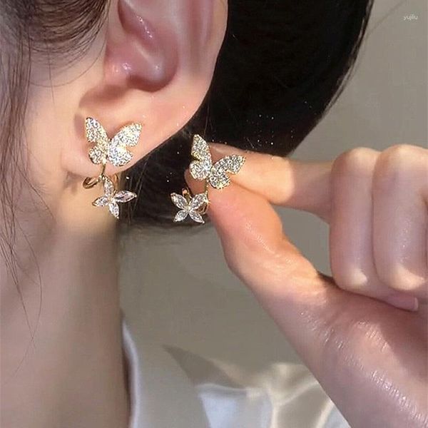 Boucles d'oreilles pendantes élégantes et délicates en Zircon papillon pour femmes, Design Unique, accessoires d'été à la mode, bijoux de fête, cadeaux d'anniversaire