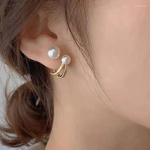 Bengelen oorbellen elegant paar van 5-8 mm zuidzee perfecte ronde witte parel oorbel 925s sieraden voor dames zilver