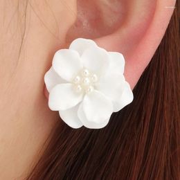 Boucles d'oreilles pendantes en résine, fleurs élégantes, fausses perles, tendance 2024, accessoires de fête pour femmes et filles, en acrylique