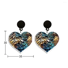 Boucles d'oreilles pendantes élégantes Roze Blauwe en acrylique imprimé léopard noir, bijoux à crochet pour filles et femmes