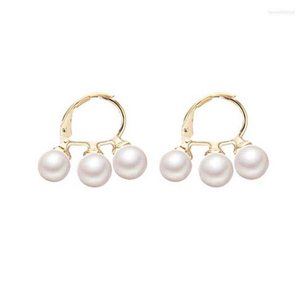 Dangle Boucles D'oreilles Élégant Simulé Perle Boucle En Métal Pour Les Femmes Oreille Manchette Brincos Mode Dangling De Noce Bijoux Cadeau En Gros