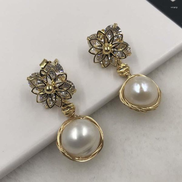 Boucles d'oreilles pendantes ELEISPL, bijoux pour 5 paires de perles FW artisanales de 10mm #498-8