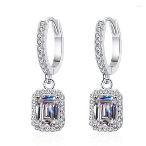 Boucles d'oreilles pendantes émeraude 2 carats couleur D, diamant Moissanite en argent Sterling 925 pour femmes, bijoux fins de fiançailles