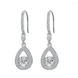 Baumelnde Ohrringe ES0014 Lefei Mode Trendy Diamant-set Klassische Farbe D Moissanit Herz Ohrring Frauen 925 Sterling Silber Party Charms