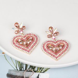 Pendientes colgantes Eternity Love Design Woman Colorful Zircon Big Pendant Heart para mujer 2023 Trend Hanging Ear Ring