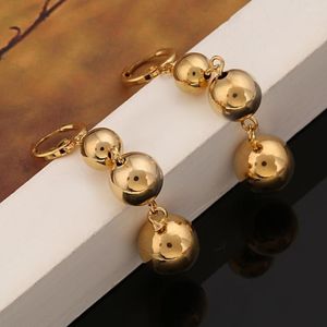 Bengelen oorbellen Ethiopische Arabische gouden kleurgloosige kraal voor vrouwelijke meisjes trendy round ball sieraden