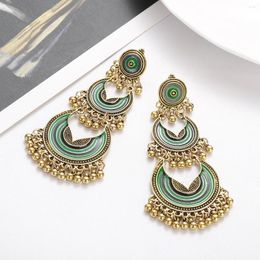 Bengelen oorbellen etnische groene lange druppel Turkse sieraden druipend olie oog goud kleur piercing 2023