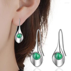 Dange oorbellen Ethnic Green Natural Agate Drop for Women Handmade Stone Long Earhook Earring Wedding Vintage Sieraden Gifts