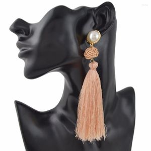 Dangle Oorbellen Etnische Sieraden Parel Zijde Katoen Kwastje Voor Vrouwen 2023 Groothandel Bruiloft Sieraden Accessoires Boucle D' Oreille