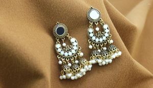 Dangle Oorbellen Etnische Zilveren Kleur Gypsy Voor Vrouwen Boho Sieraden Kralen Bell Kwastje Jhumka Dames Retro