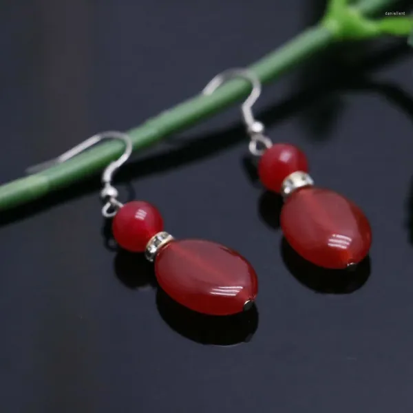 Boucles d'oreilles pendantes Style ethnique calcédoine rouge créé perles cristal Earbob Eardrop bricolage pour femmes filles dames accessoires cadeaux bijoux