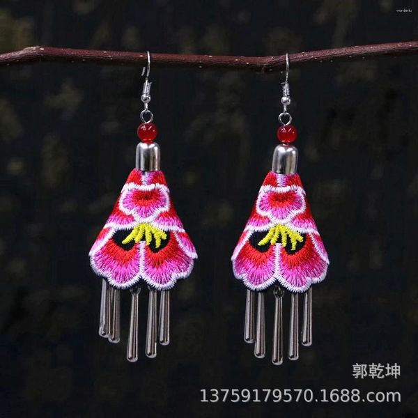 Boucles d'oreilles pendantes Style ethnique petite fleur en tissu fleurs de pivoine plusieurs couleurs disponibles auprès des fabricants