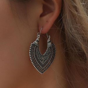 Boucles d'oreilles pendantes ethniques Vintage, bijoux, sculpture creuse, cœur gitane pour femmes, Steampunk Pendientes Mujer Brincos