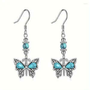 Dange oorbellen Europa en Amerika Sieraden Creatieve mode eenvoudige Boheemse turquoise zilveren kleurvlinder hanger voor dames