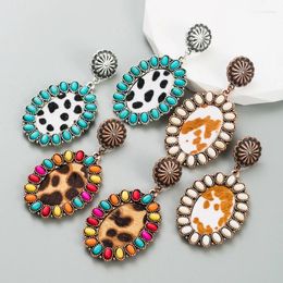 Boucles d'oreilles en peluche et américaine exagérée créative exagérée Turquoise Bohemian Fashion Trend