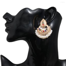 Boucles d'oreilles pendantes Style national de la mode européenne et américaine incrusté de Zircon coloré brillant pour les femmes bijoux de banquet de luxe rétro