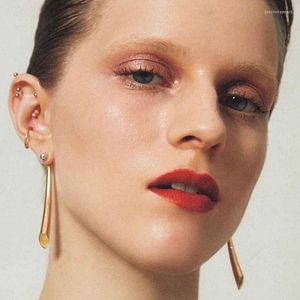 Boucles d'oreilles pendantes mode européenne et américaine boule à la mode longue classique lisse deux couleurs géométrique Style Cool visage mince