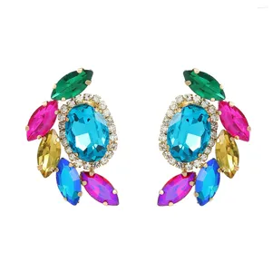 Pendientes colgantes con gemas de cristal de resina europeas y americanas para mujer, joyería de moda, accesorios de estilo bohemio