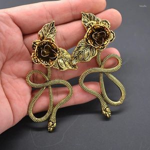 Boucles d'oreilles pendantes Style européen et américain, personnalité de la mode, Long Totem rétro fleur de soleil, pendentif Antique, bijoux d'oreille pour femmes