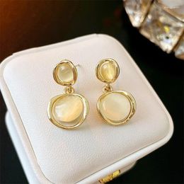 Boucles d'oreilles pendantes pour femmes européennes et américaines, cercle opale géométrique, petits Ins