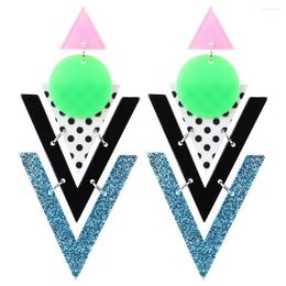 Dangle Oorbellen Europese Mode Glitter Geometrische Driehoek Ronde Acryl Hyperbool Creatieve Vintage Cirkel Voor Vrouwen Sieraden