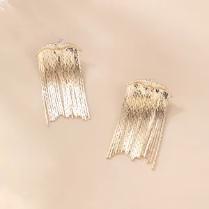 Pendientes colgantes Geométricos de Tassel de Metal Europeo para accesorios de joyería de diseño minimalista y retro de mujeres